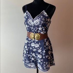 ALTAR’D STATE Royal Blue Embroidered Romper